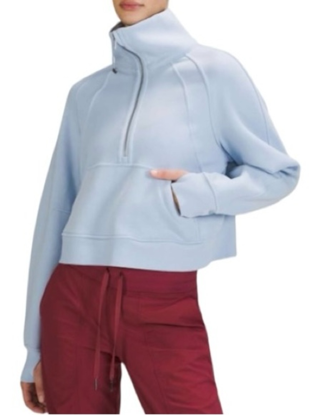 XS/Small Lululemon Scuba Oversized Funnel Neck 1/2 Zip Blue Linen Sweatshirt